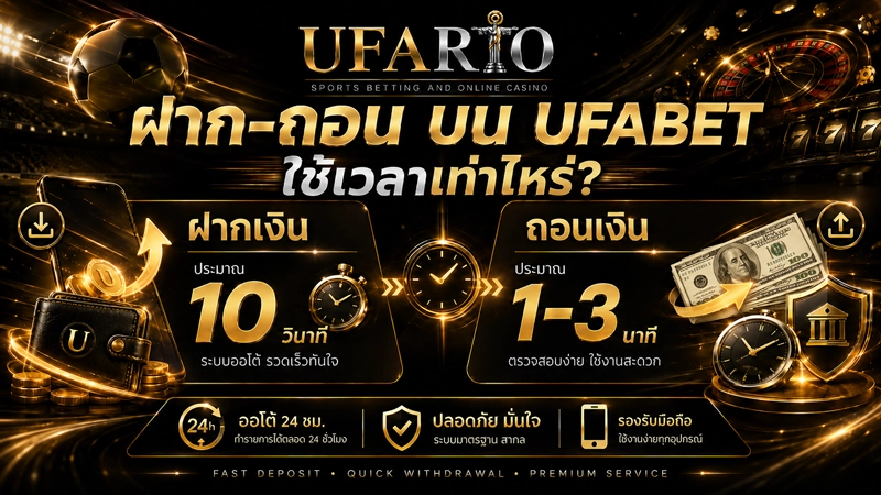 หน้าฝากเงินออโต้ของ ยูฟ่า แสดงเครดิตเข้าบัญชีภายในราว 10 วินาทีหลังยอดเข้าระบบธนาคาร