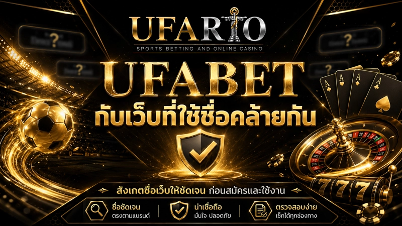 เทียบทางเข้า ยูฟ่าเบท ของจริงกับเว็บปลอมที่ตั้งชื่อขึ้นต้นด้วย UFA คล้ายกัน